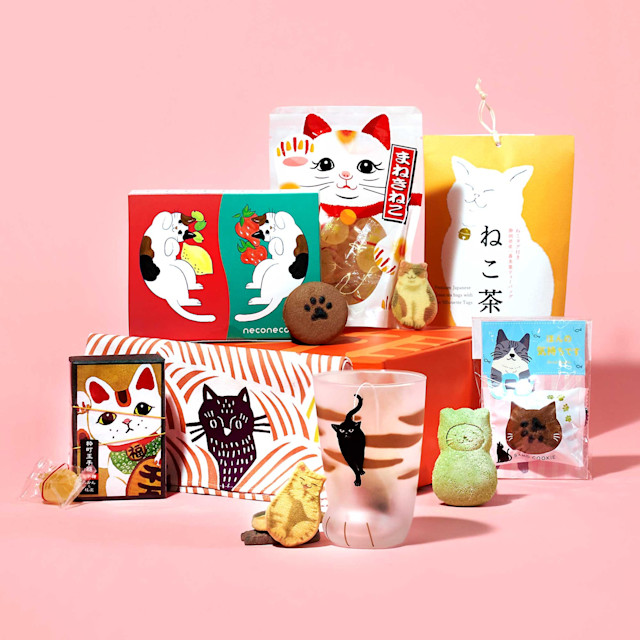 This cat lover's box includes many snacks, drinks, and treats for human consumption with fun, feline packaging.