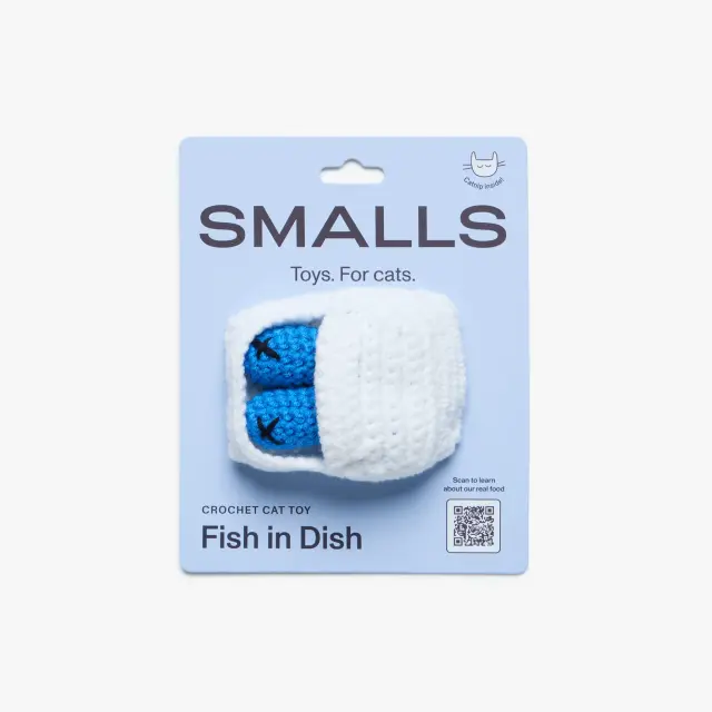 Our Fish in Dish crochet cat toy stimulates your cat’s hunting instincts, relieves stress, and provides countless hours of amusement and exercise.