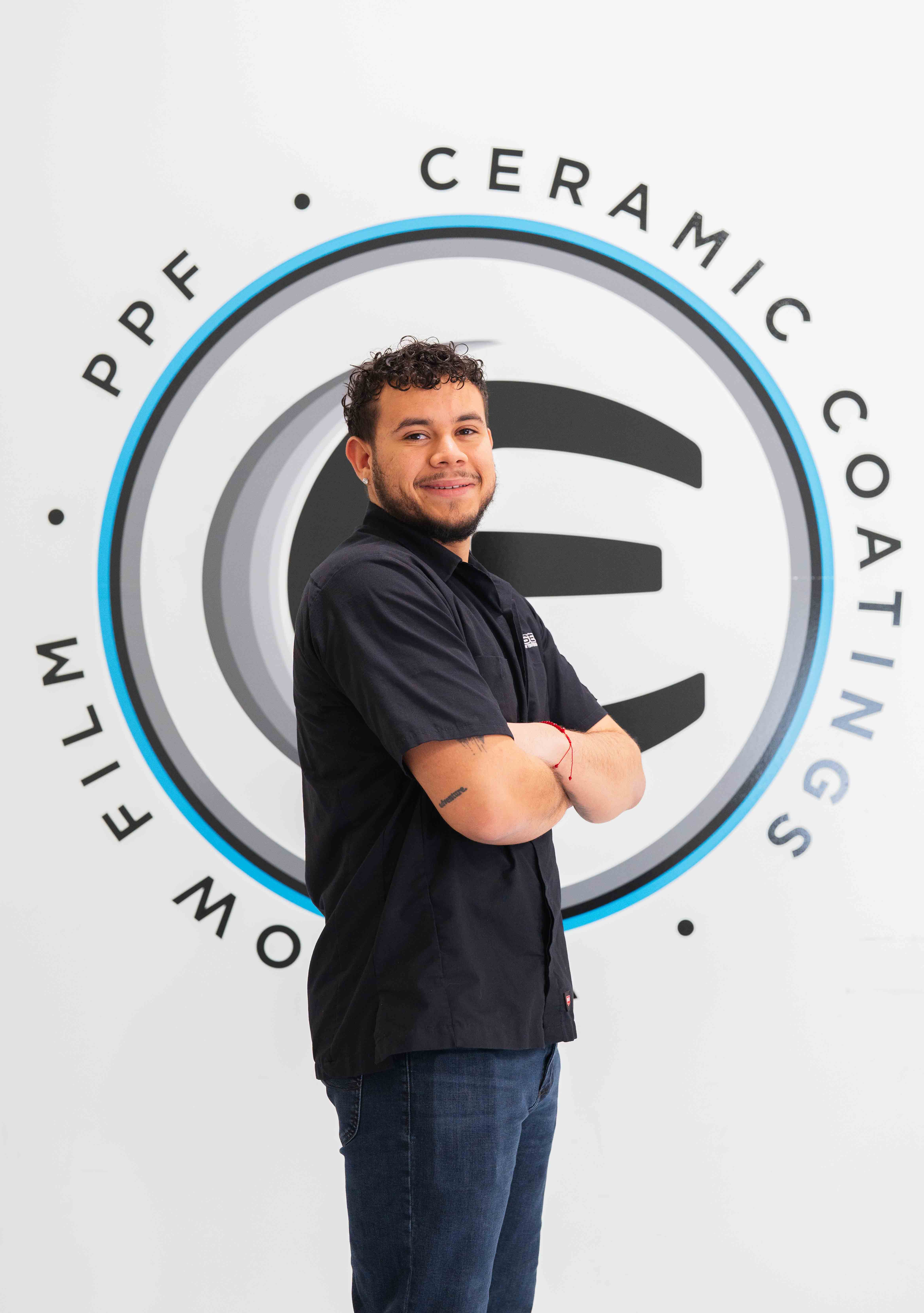 A ceramic coating tint installer at Eclipse Window Tinting.