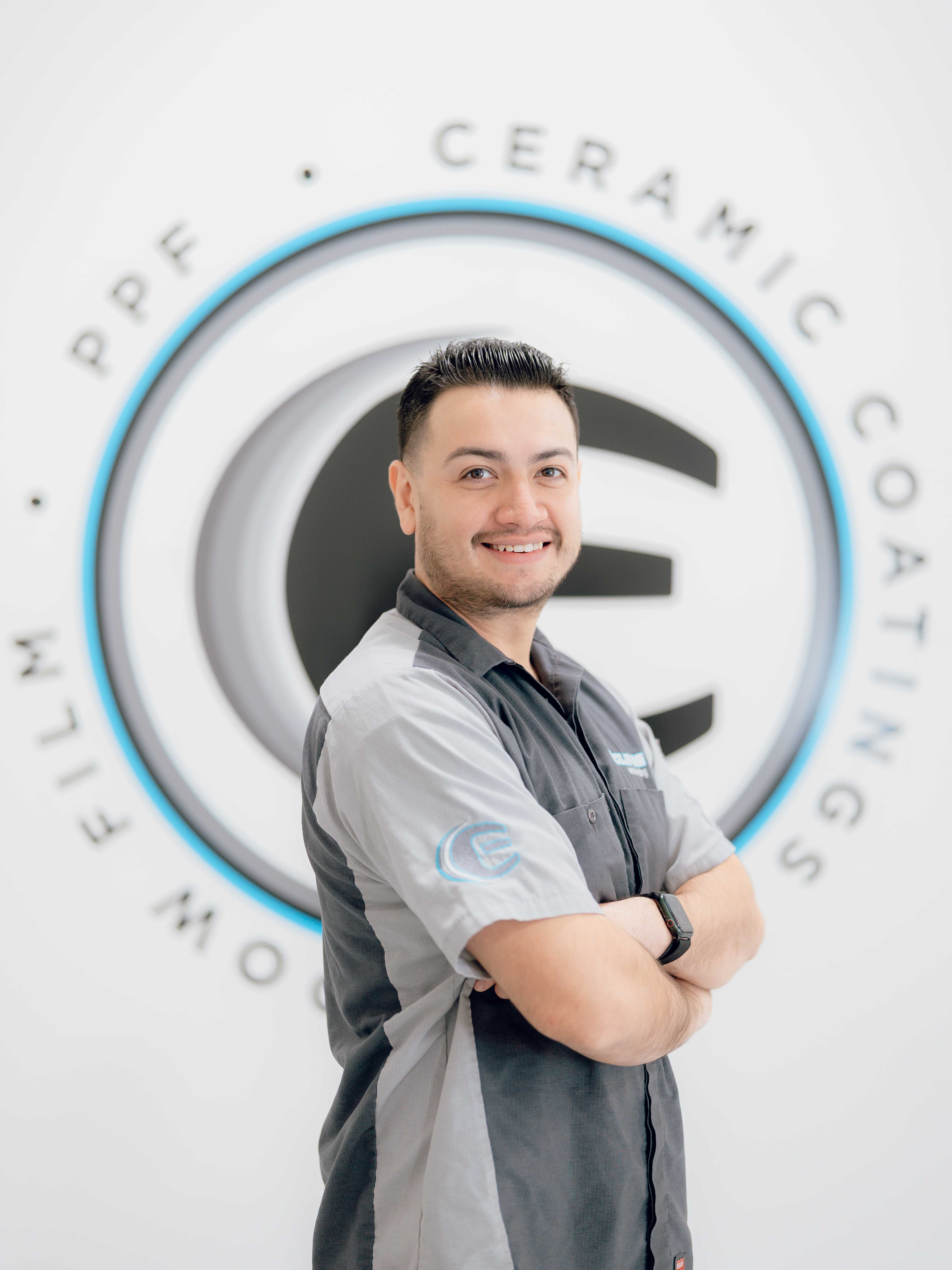 An expert tint installer at Eclipse Window Tinting.