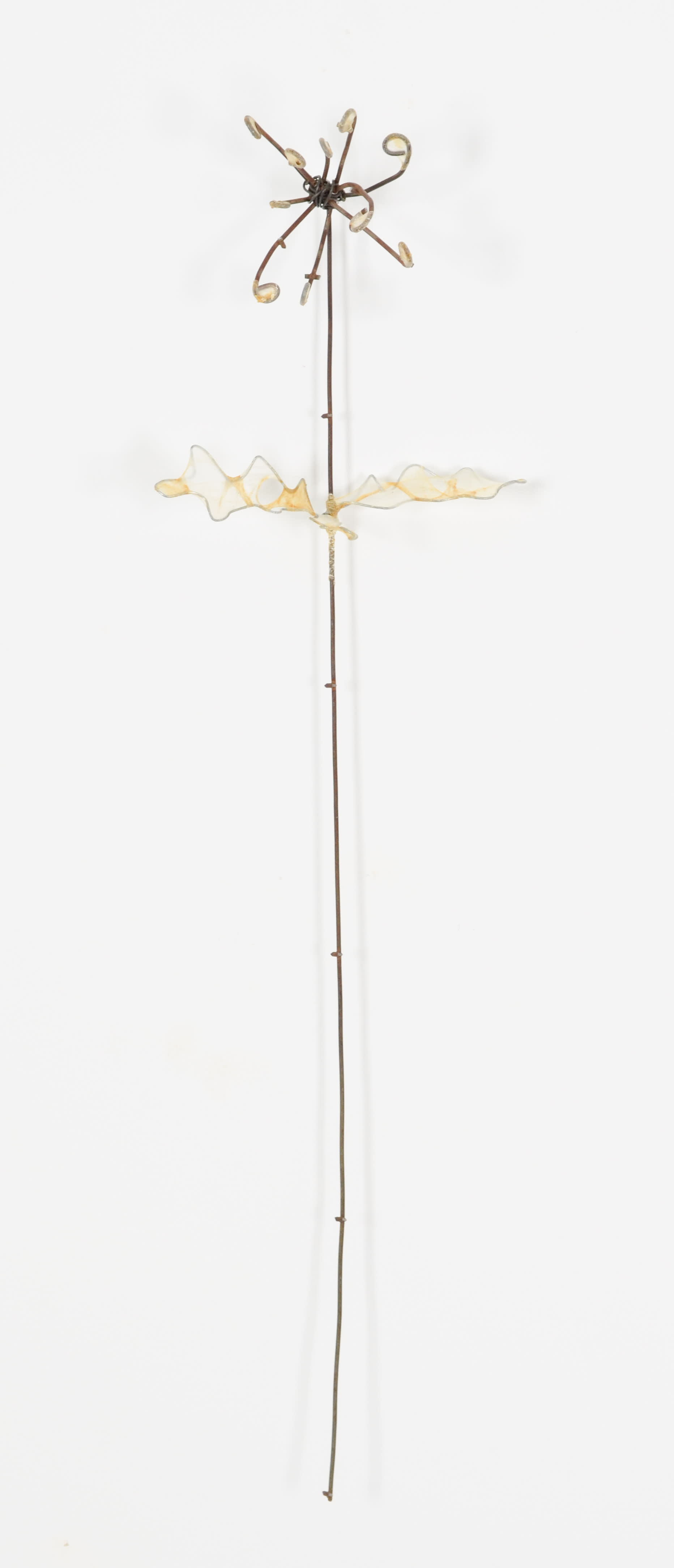 mixed media - upcycled fence, gut, and annealed steel - 20.5"x5.75"