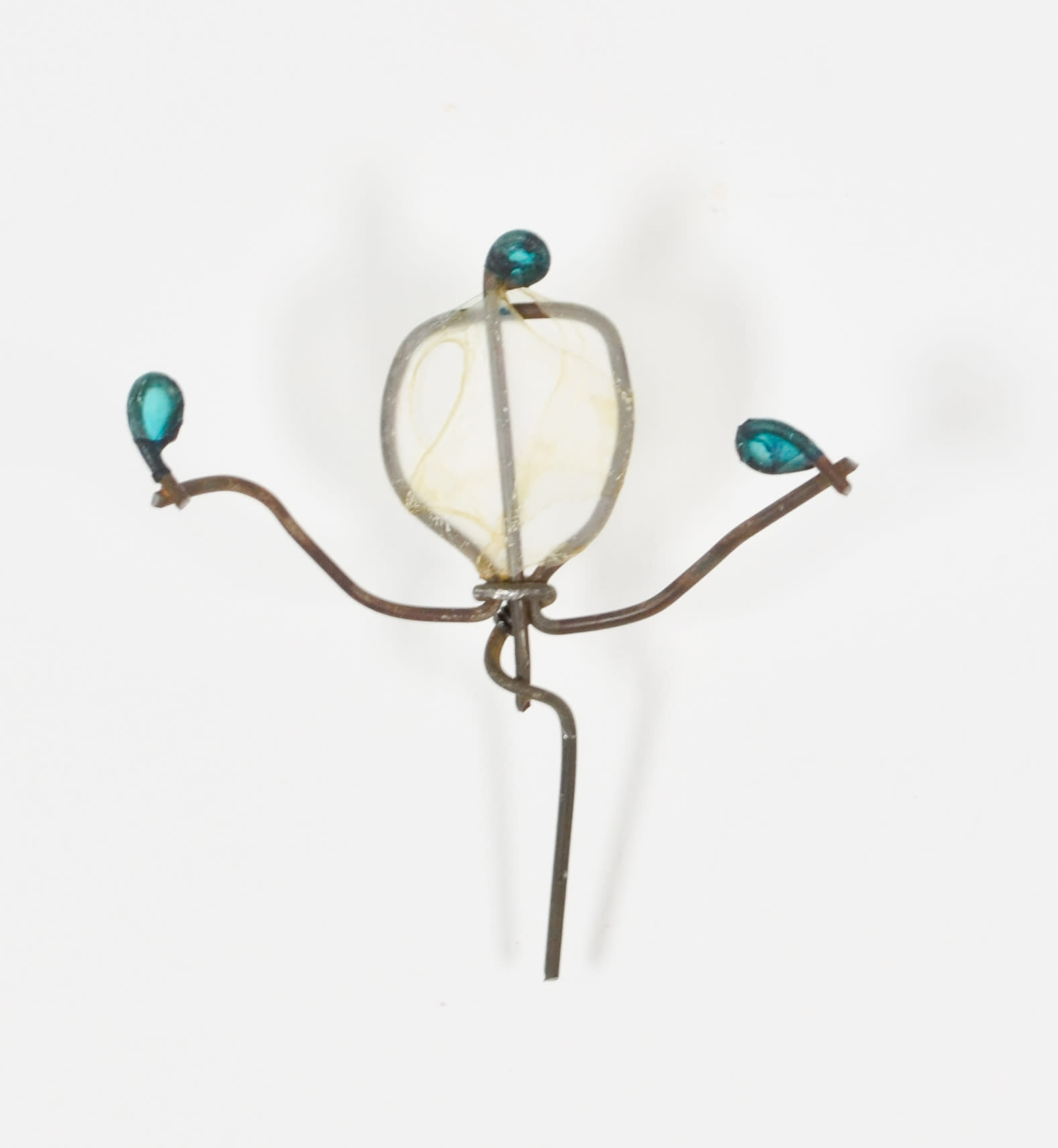 mixed media -  gut, stained gut, upcycled fence, 3.75" x 3.5"