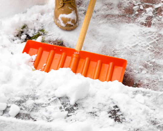 Snow sticking to shovel