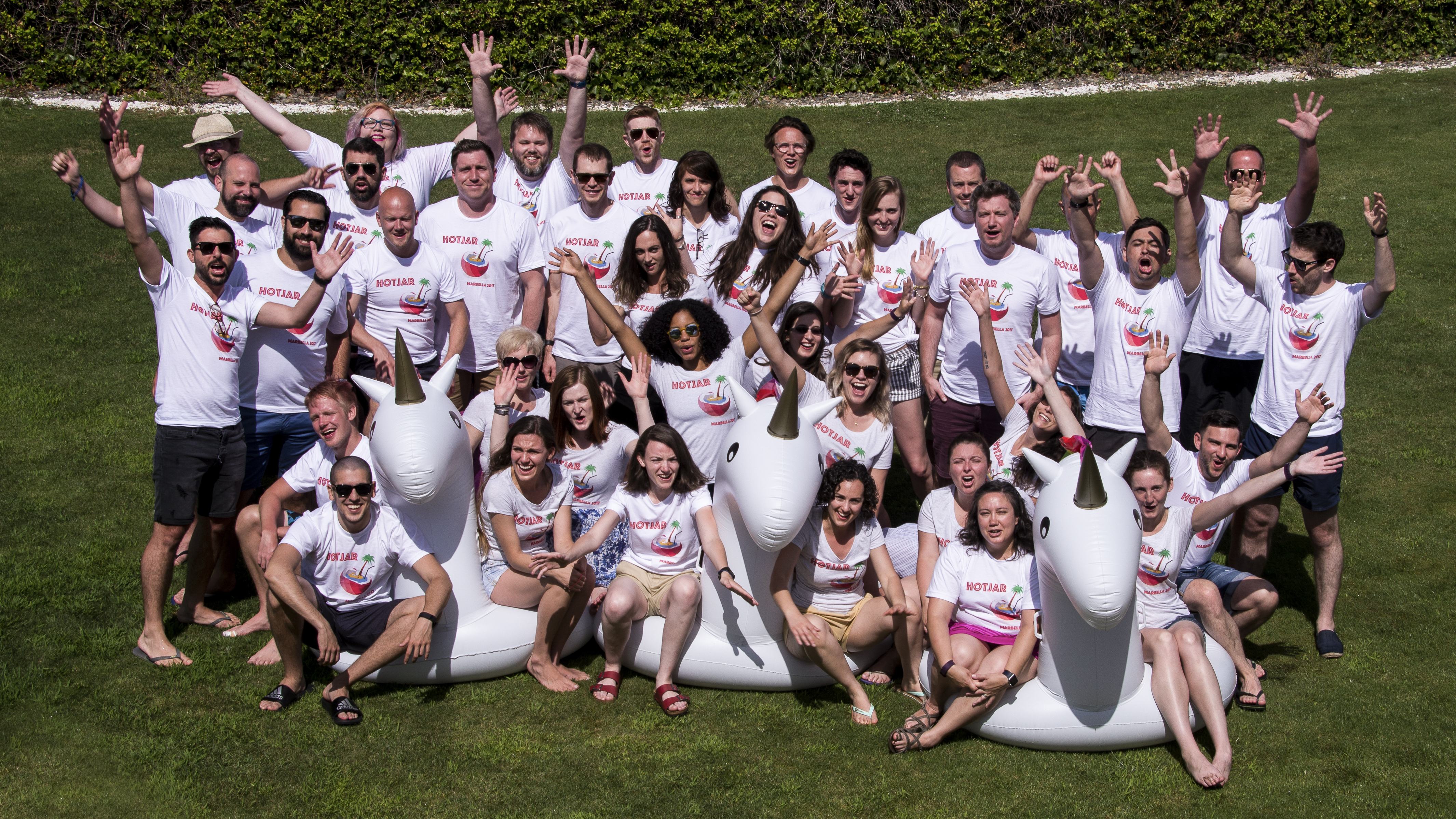 Hotjar group photo on grass