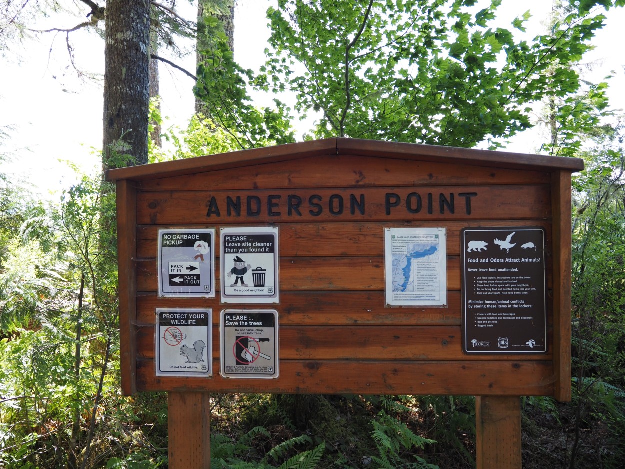 Sign on trail of Anderson Point