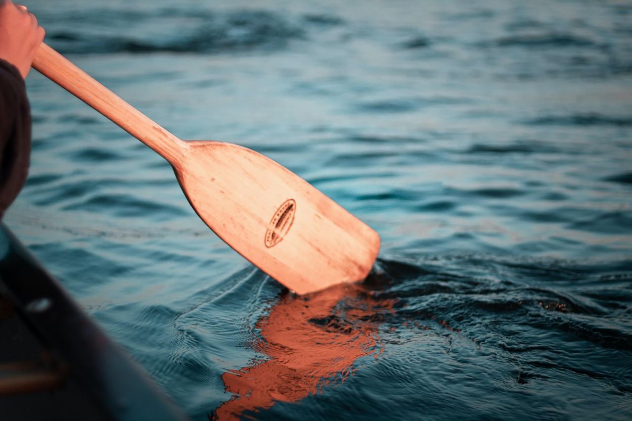 Canoe oar in water