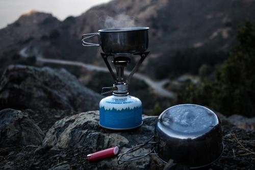 Backpacking stove cooking