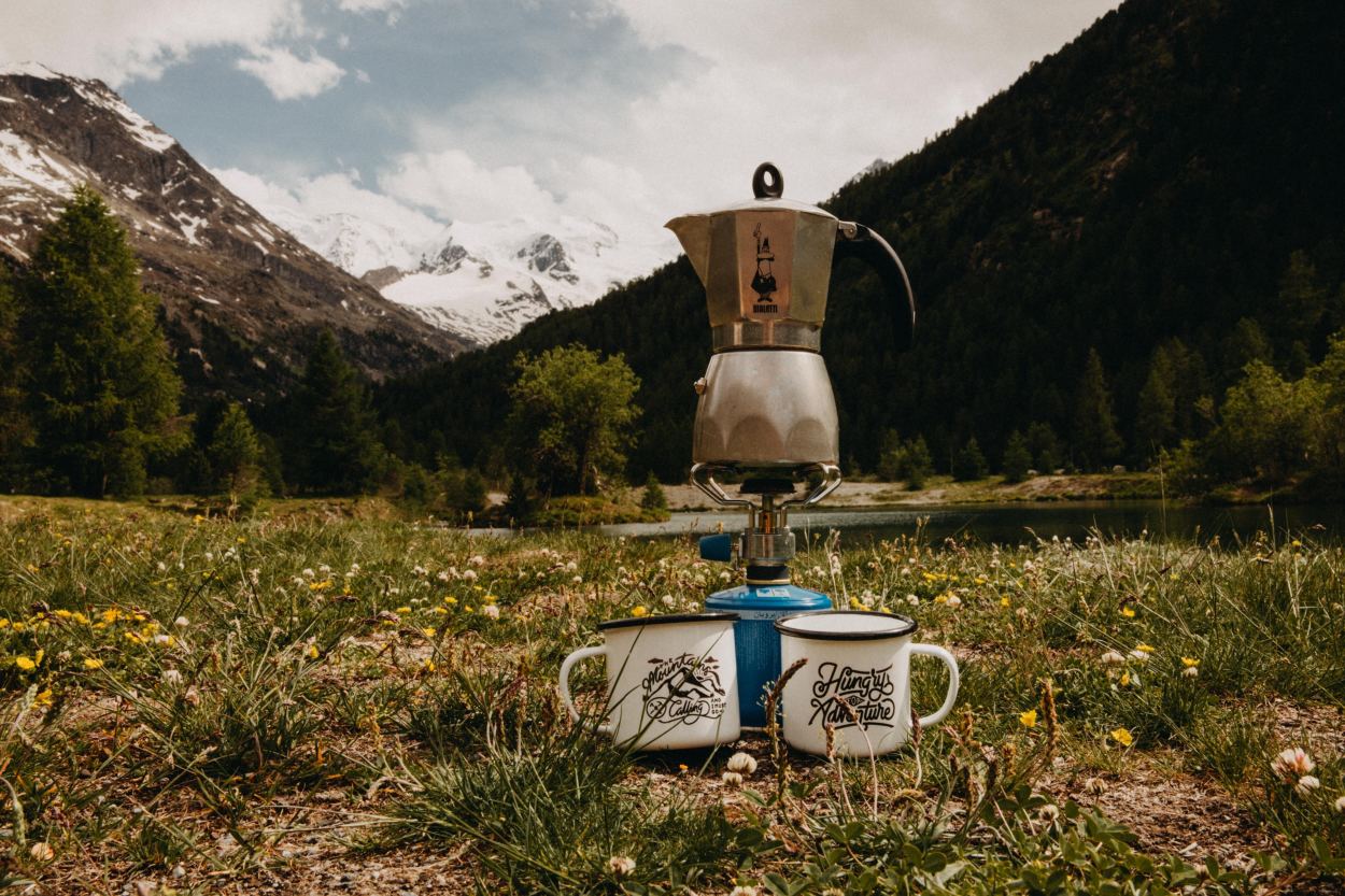 Backpacking stove with coffee cups