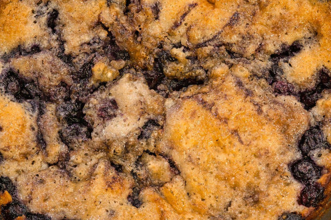 Blueberry cobbler close up