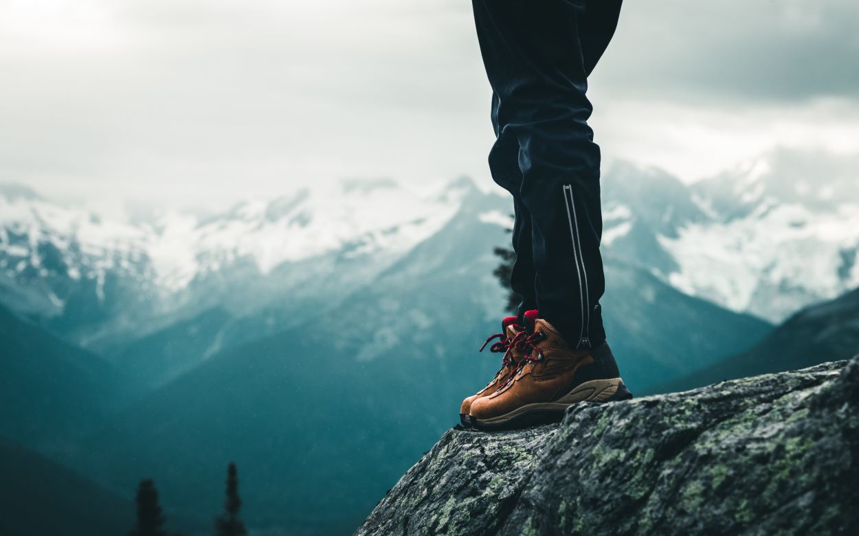 Hiking boots on mountain