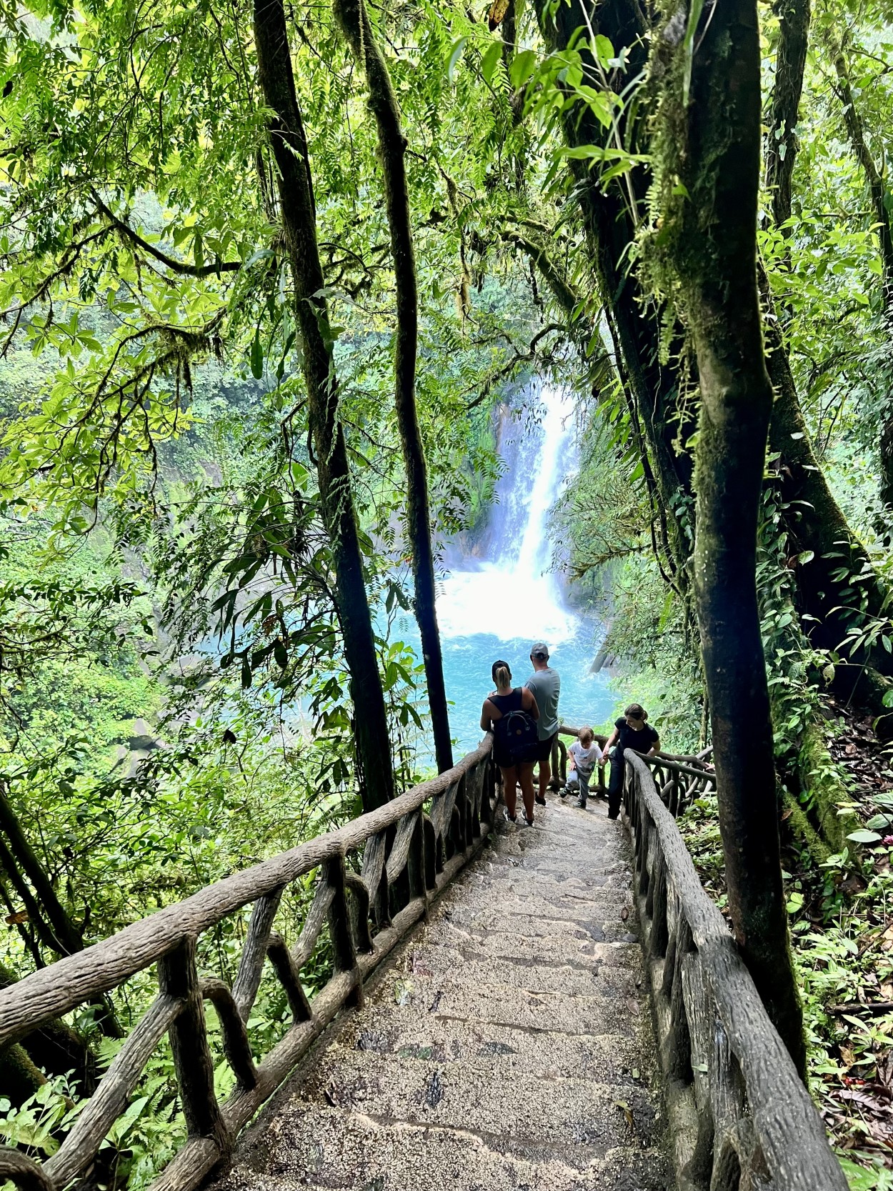 View of Rio Celeste Waterfall from staircase