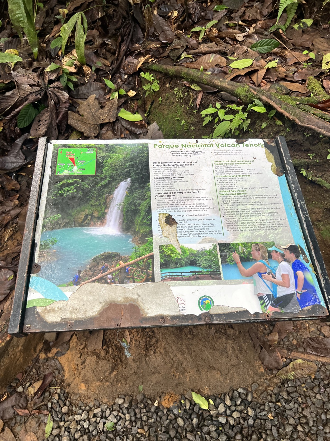 Sign about Rio Celeste Waterfall