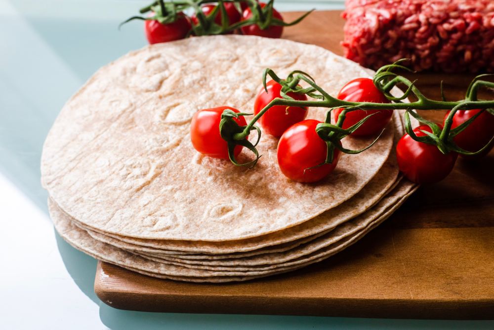 Tomato vine on tortillas