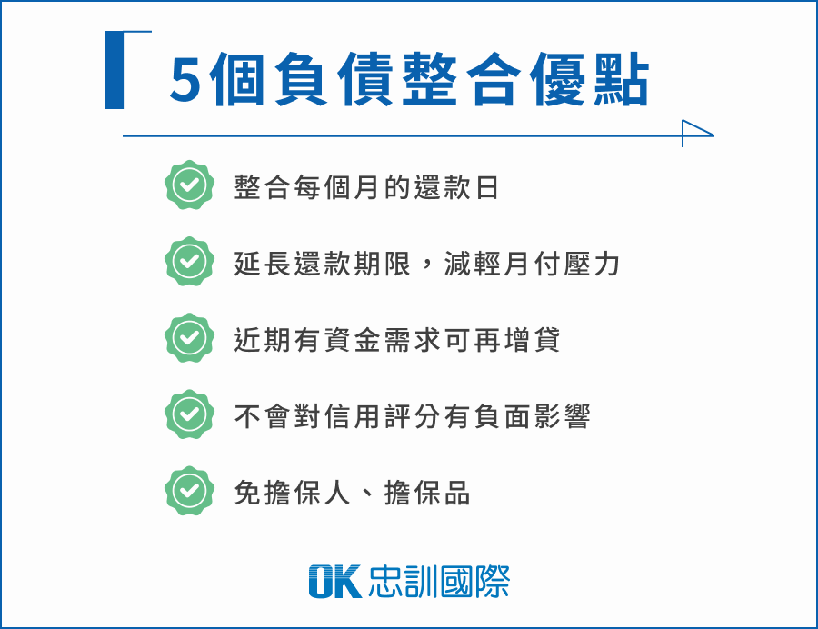 5個負債整合優點