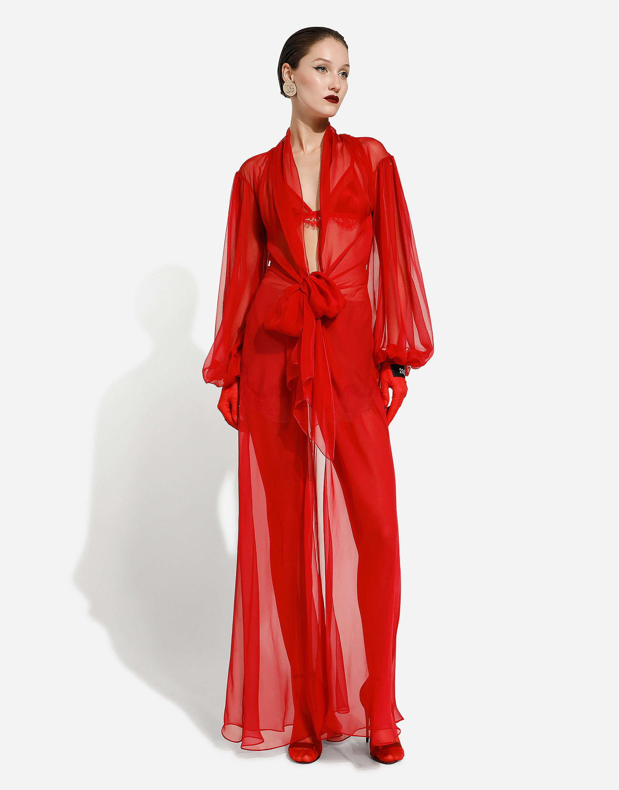 Her lip to Side Bow Satin Long Dress - ワンピース