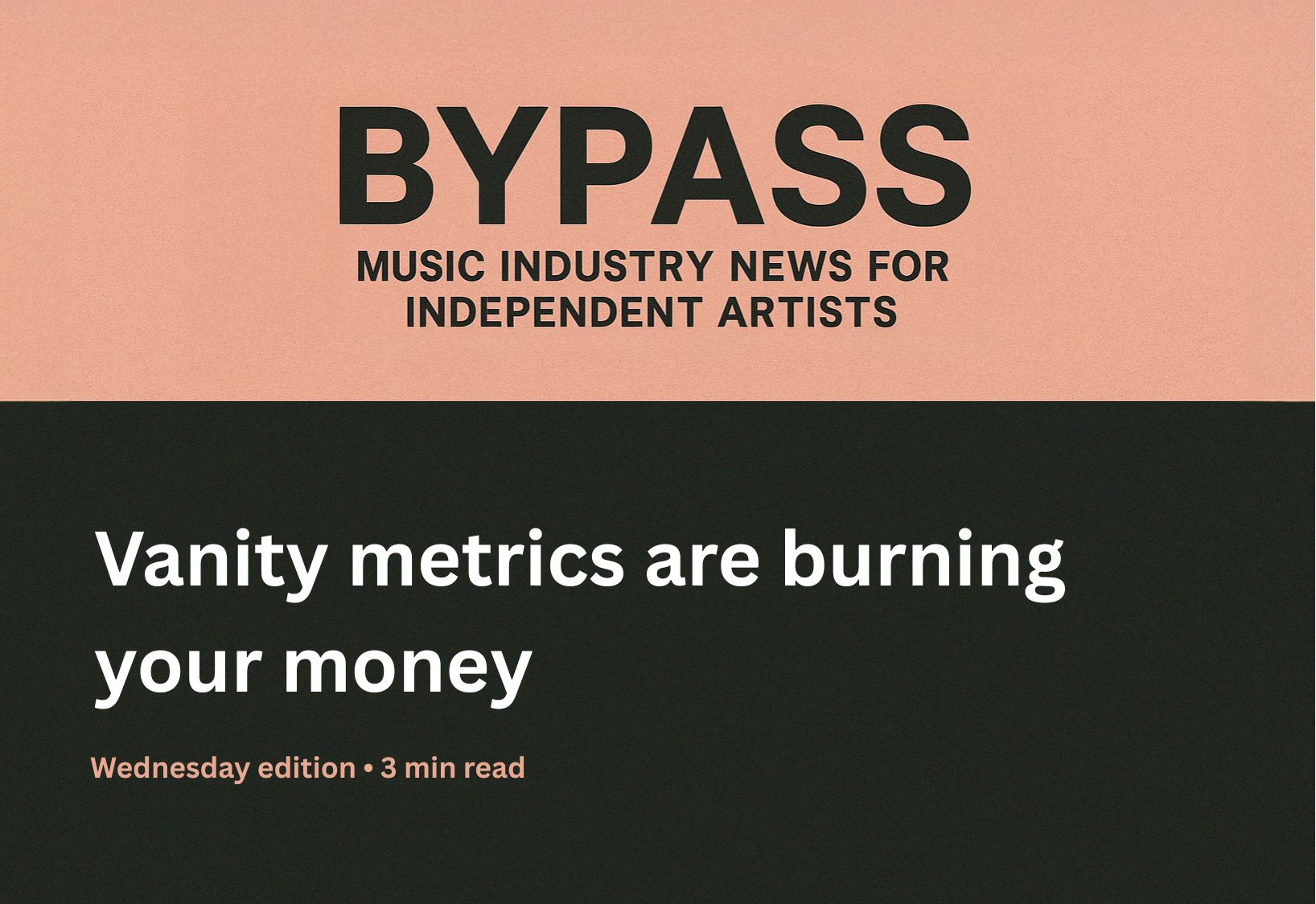 Bypass newsletter header about vanity metrics wasting marketing budgets