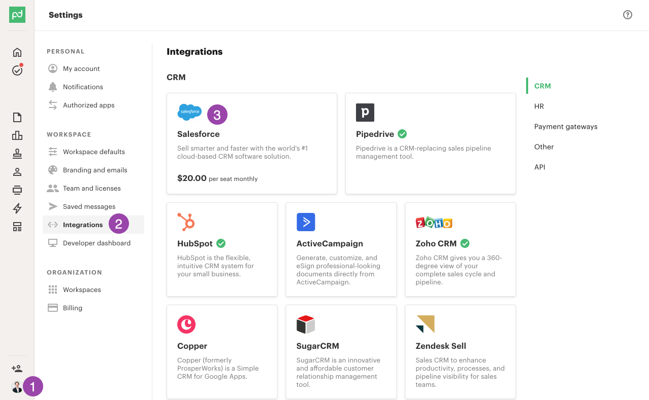 setup crm integrations