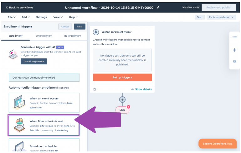 Setup triggers in HubSpot