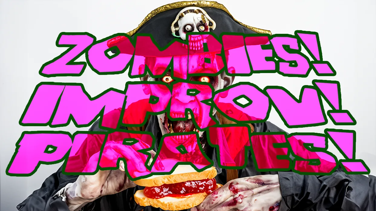 Zombie pirate eating a jam sandwich