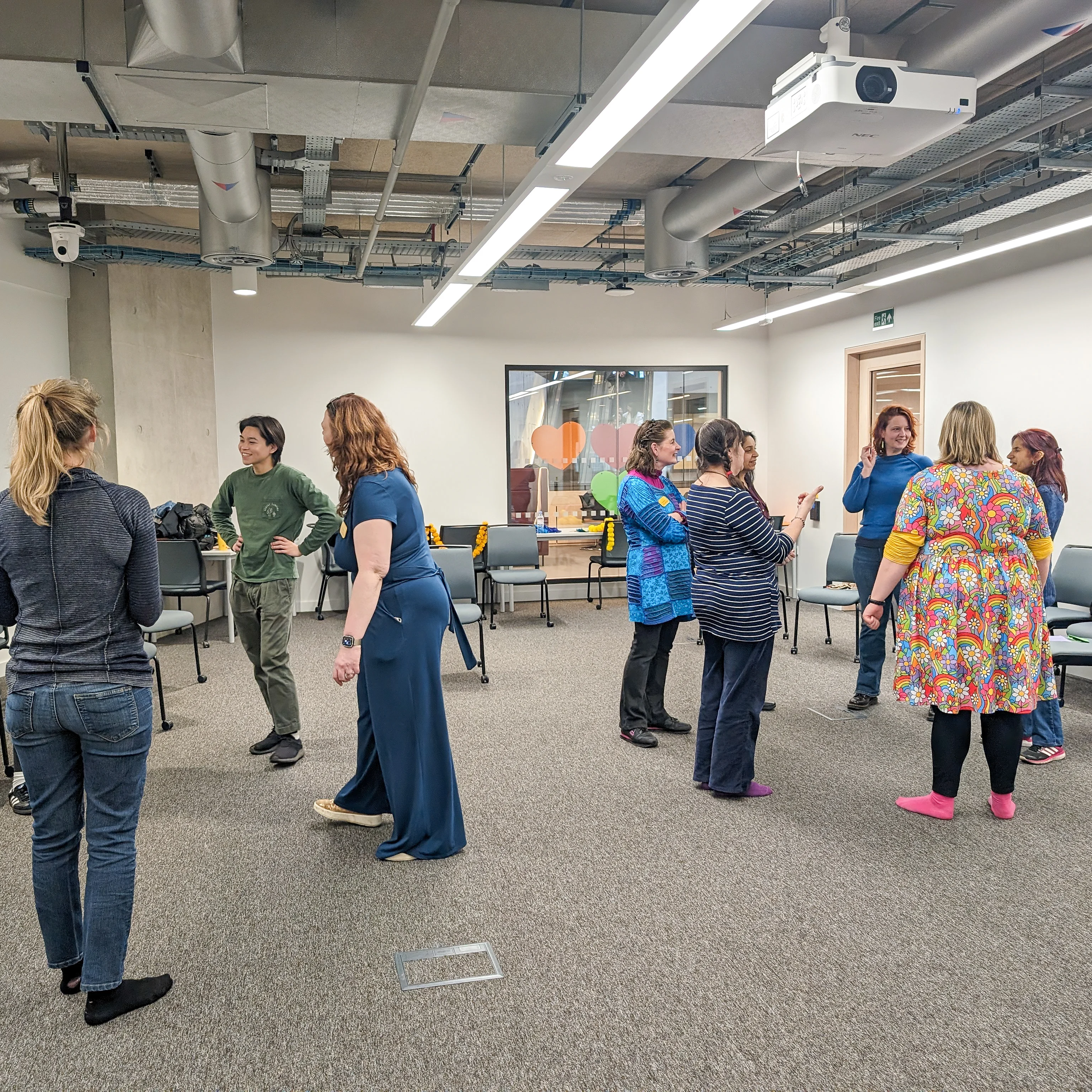 Mindful Workshop - UCL Mindful Workshop with two circles of people stood talking