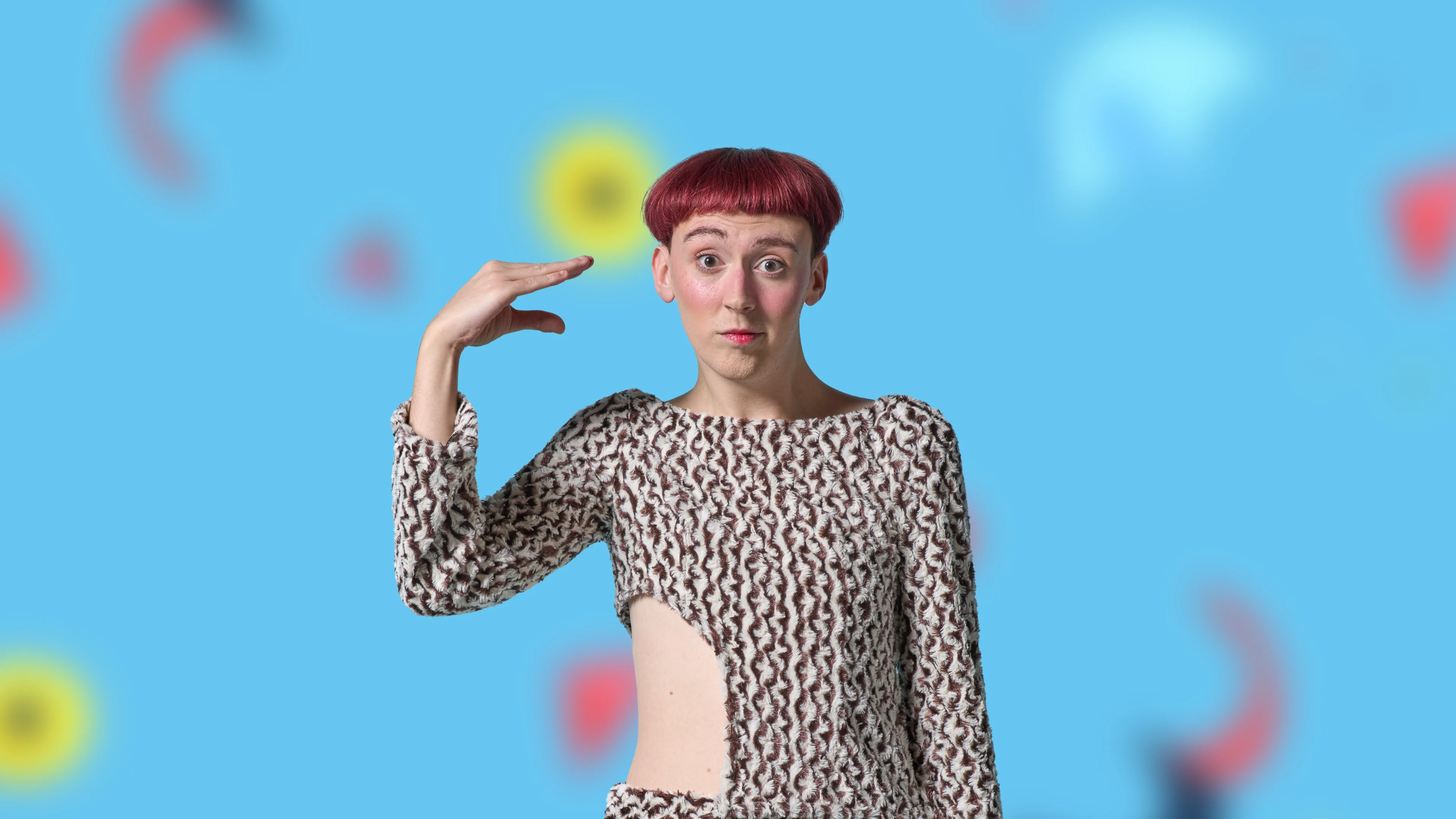 Voice for Comedy Performance - Comedy Workshop Poster showing the teacher in a pose with a blue background
