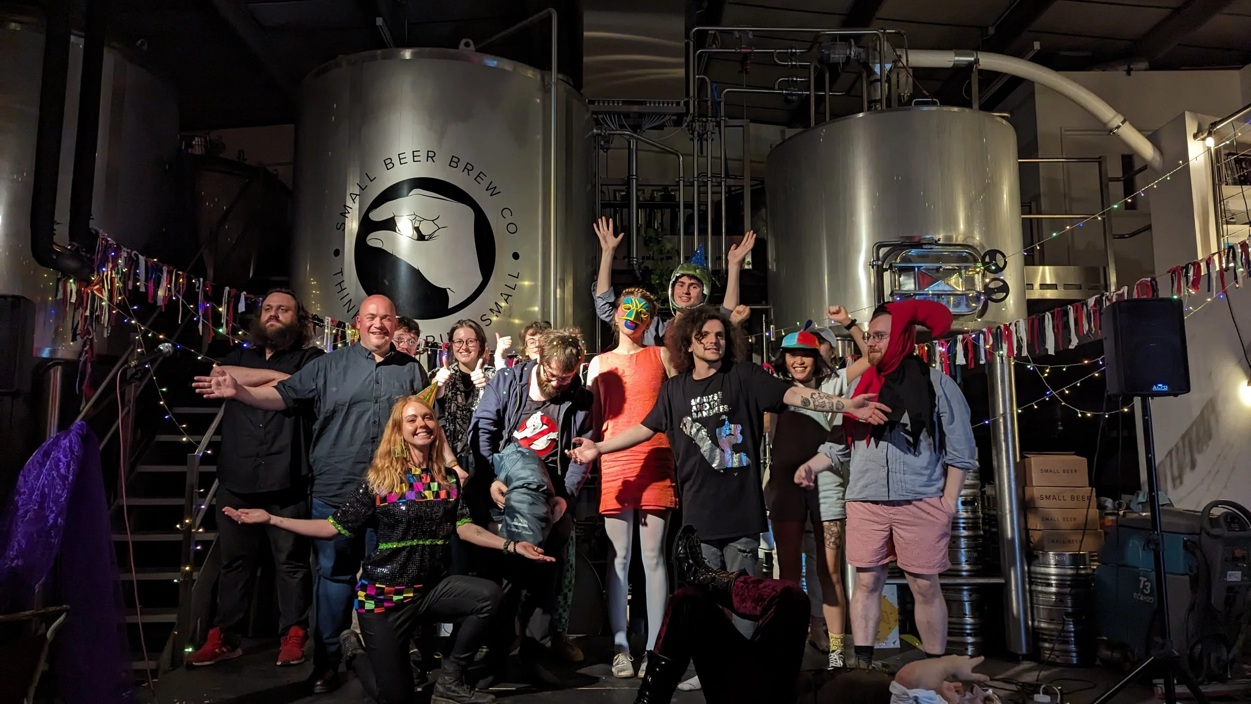 Modern Art Group shot on stage at a Modern Art comedy gig