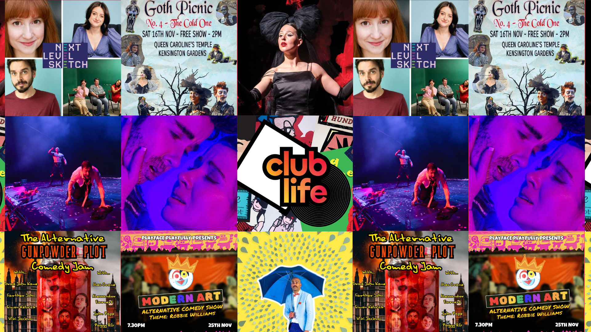 Various show posters of upcoming shows in London detailed in the blog post