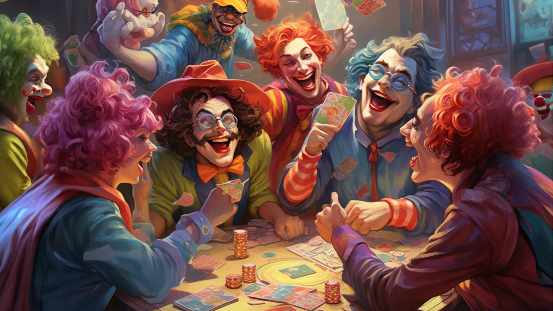 Clowns playing board games