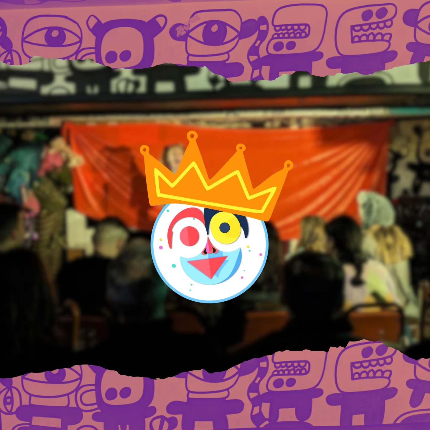 Modern Art Header Image Stage shown with playface logo and a crown on it