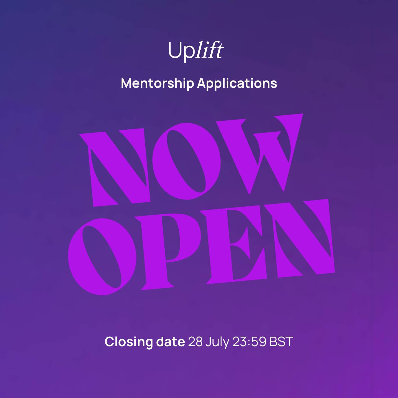 Uplift Mentoring Programme - Applications Now Open 