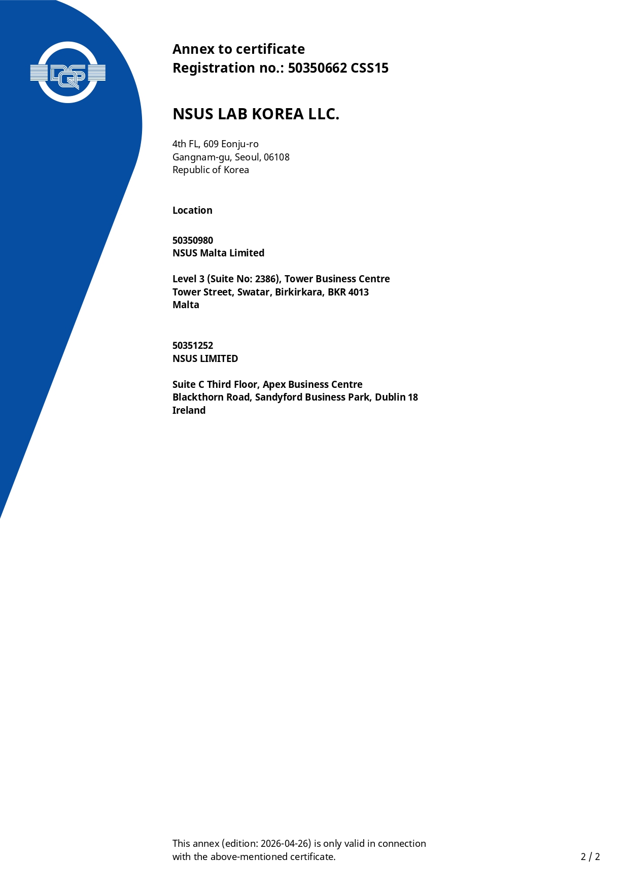 FY26 NSUS LAB KOREA LLC - ISO IEC 27017 2015 page-0002