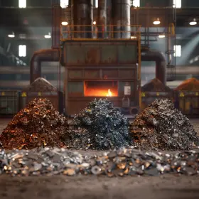 Pile of scrap metal near the furnace
