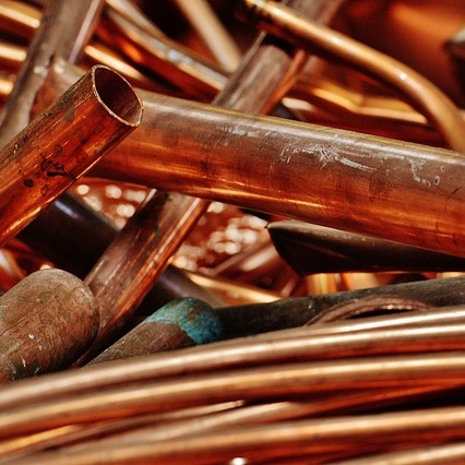 Pile of scrap copper tubes