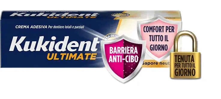 Kukident Expert crema adesiva per dentiere con una tenuta 10 volte più forte*.