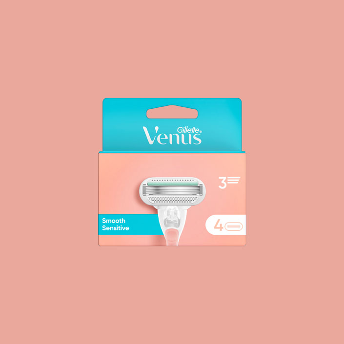 Gillette Venus Smooth Sensitive Rakblad - Inkluderar 4 påfyllningar