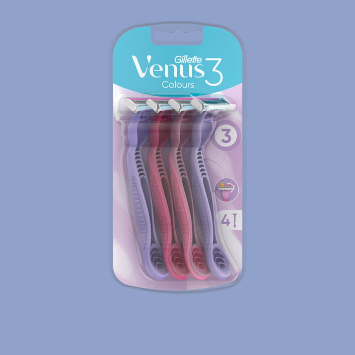 Gillette Venus Simply 3 Colors - Innehåller 4 rakhyvlar
