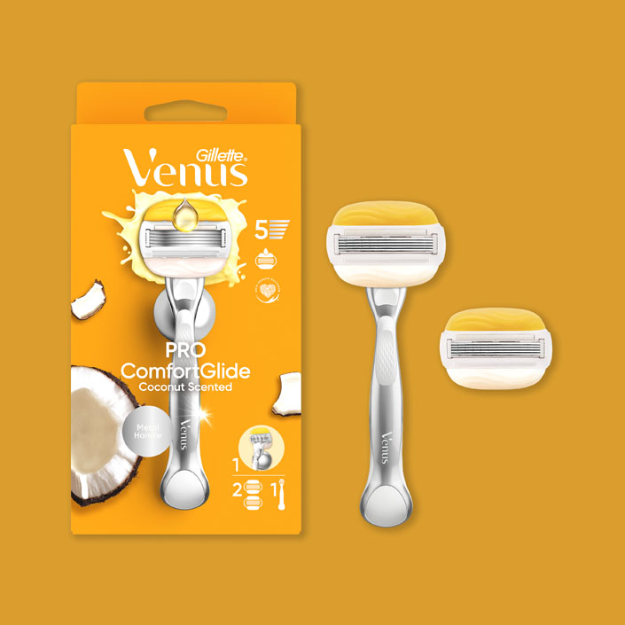 Gillette Venus Pro ComfortGlide Coconut Rasoio - Include 2 ricariche di lama