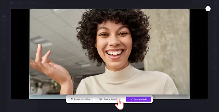 Зображення, на якому користувач натискає функцію надсилання відгуку щодо тренування говоріння.