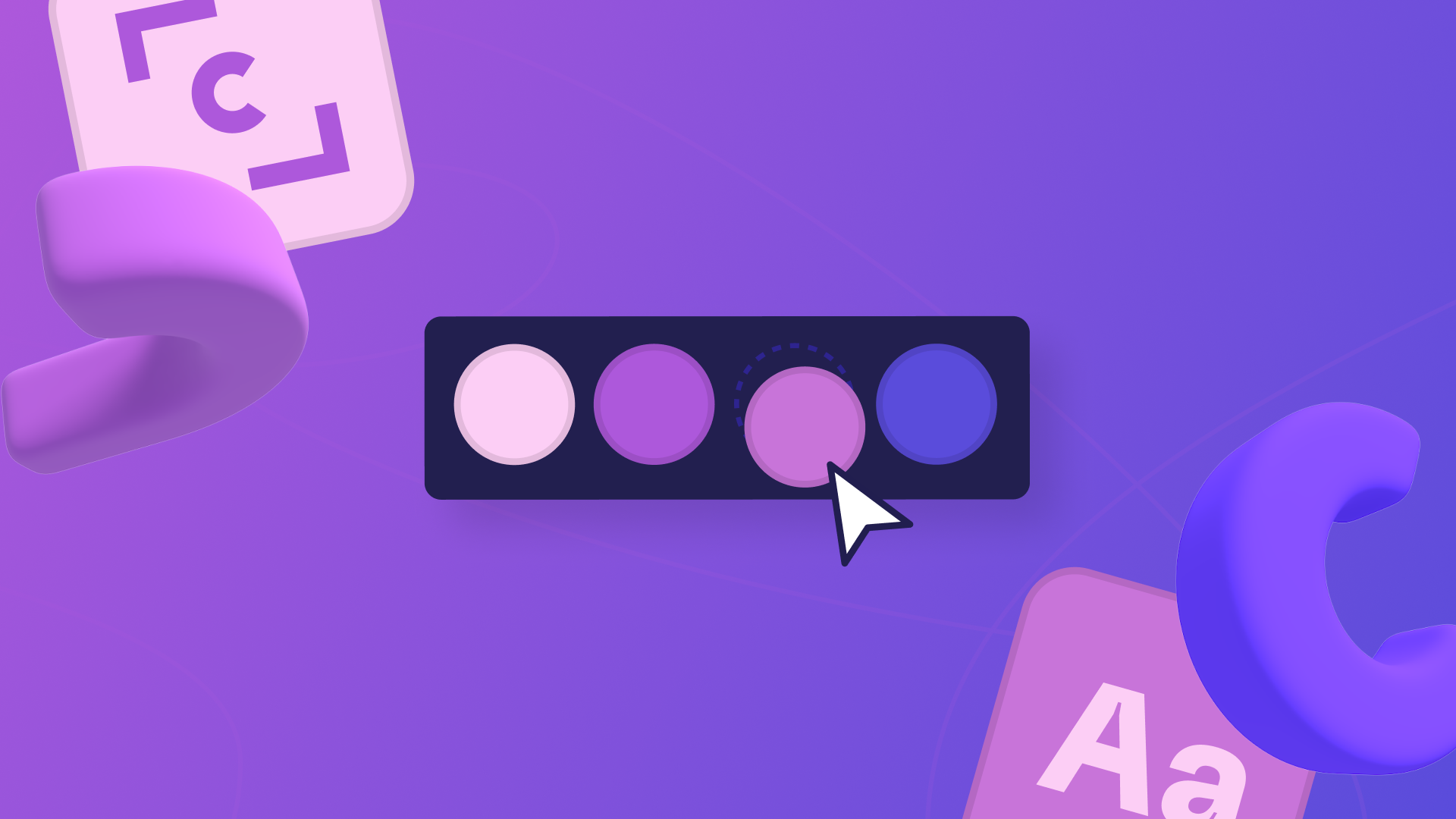 Un cursore passa sopra una palette di colori da selezionare nell'editor di video di Clipchamp.