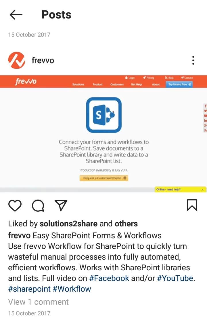 example of Frevvo's Sharepoint form builder
