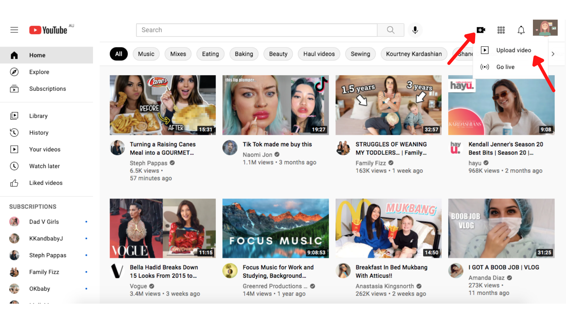2. Create a new YouTube video upload