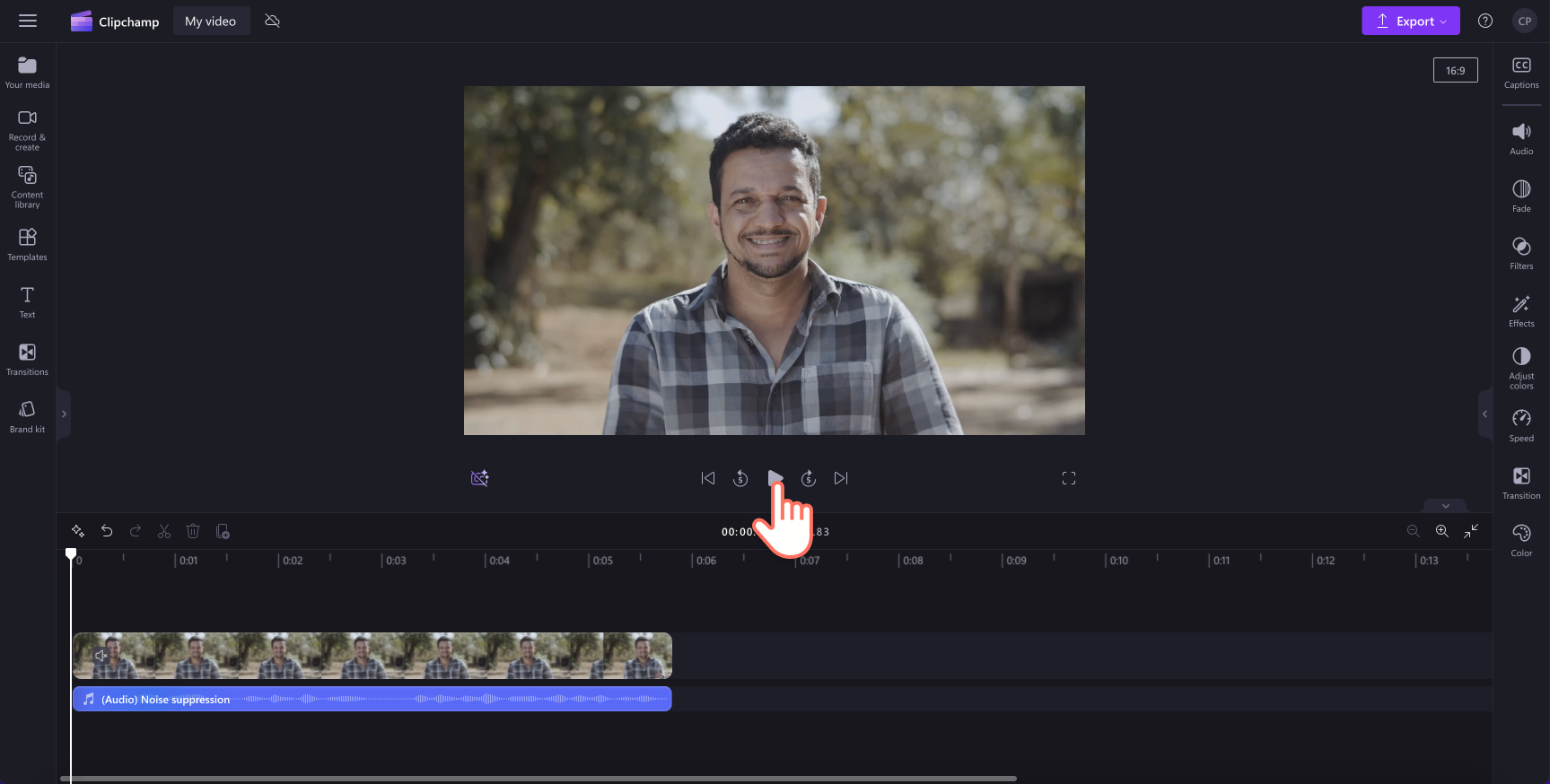 An image of a user clicking on the play button.