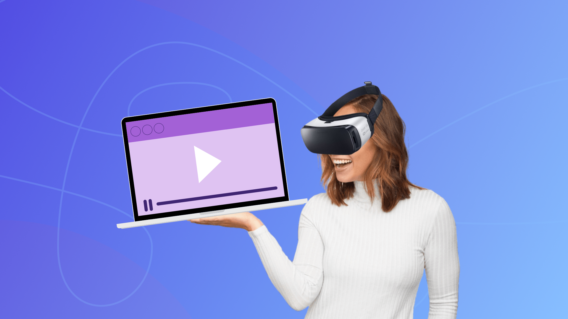 A woman watching VR videos