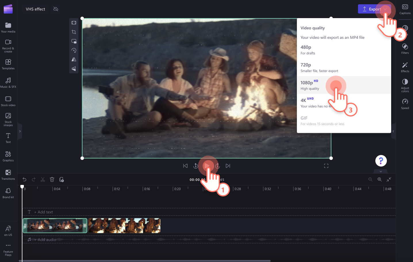 An image of a user saving a video.