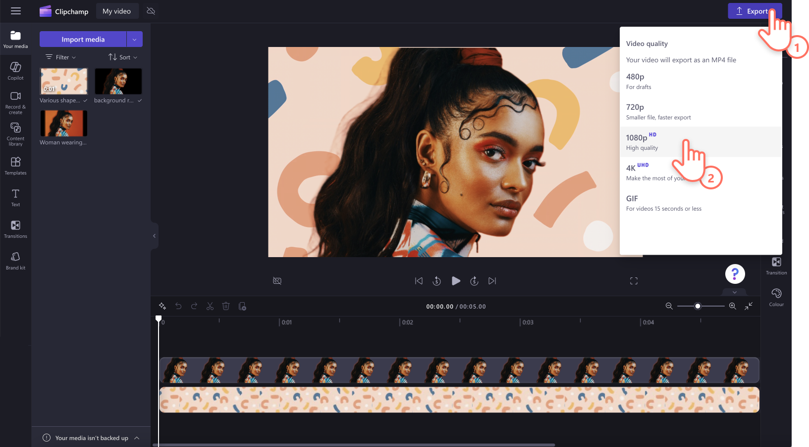 An image of a user exporting a video.