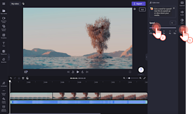 Ein Bild eines Benutzers, der die Geschwindigkeit der Audiowiedergabe bearbeitet.
