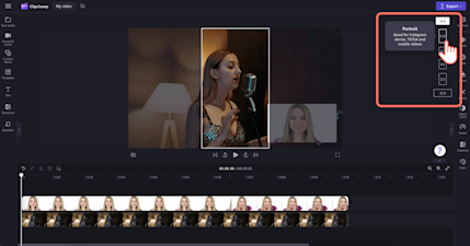 Hình ảnh người dùng thay đổi tỷ lệ khung hình từ 16:9 thành 9:16.
