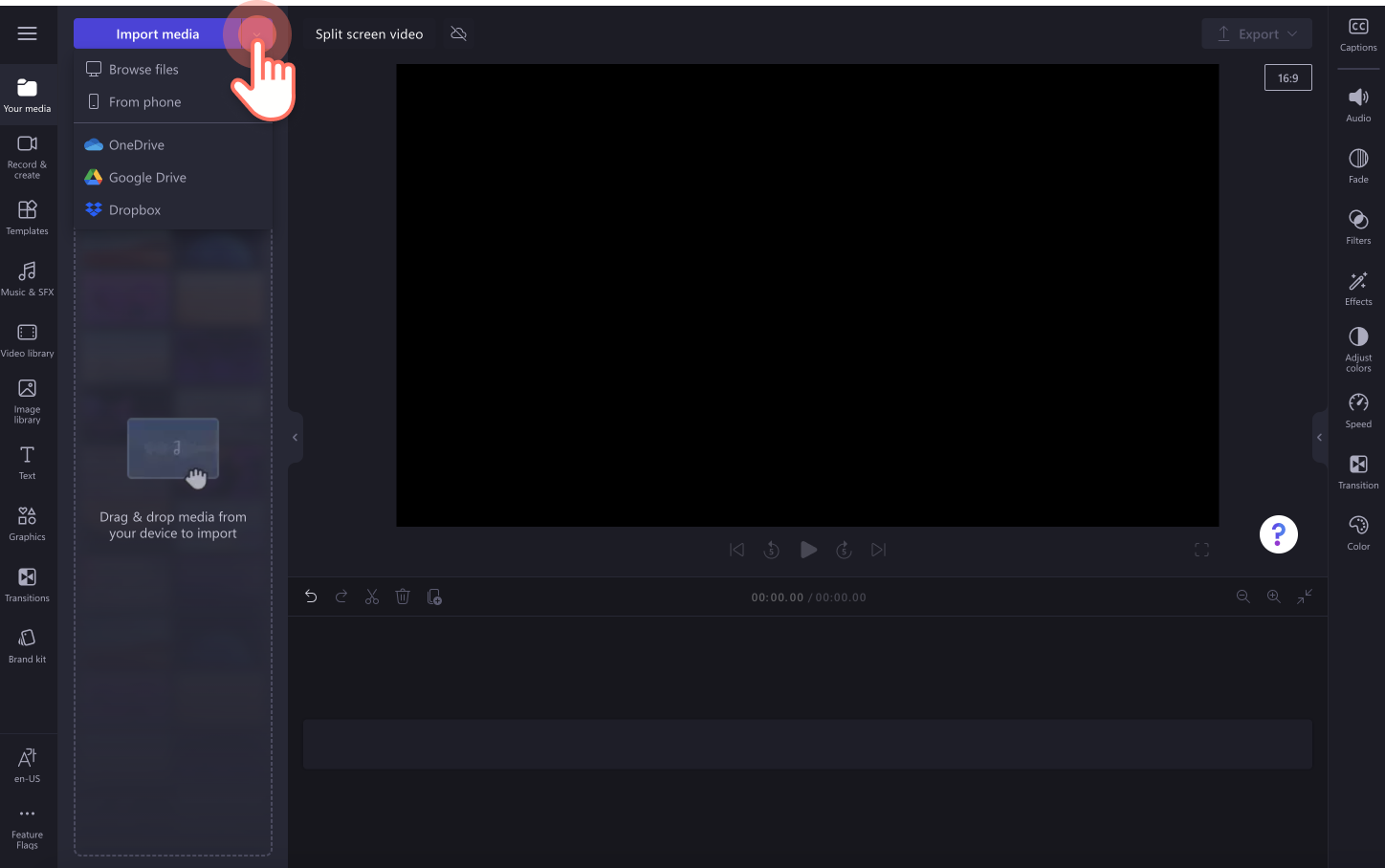 An image of a user importing video.