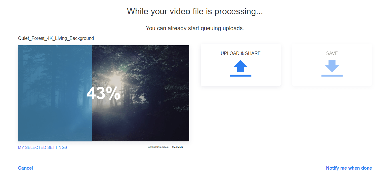 While your video is processing, you can upload it to YouTube
