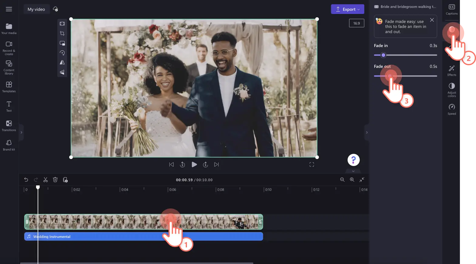 An image of a user fading in and out video.